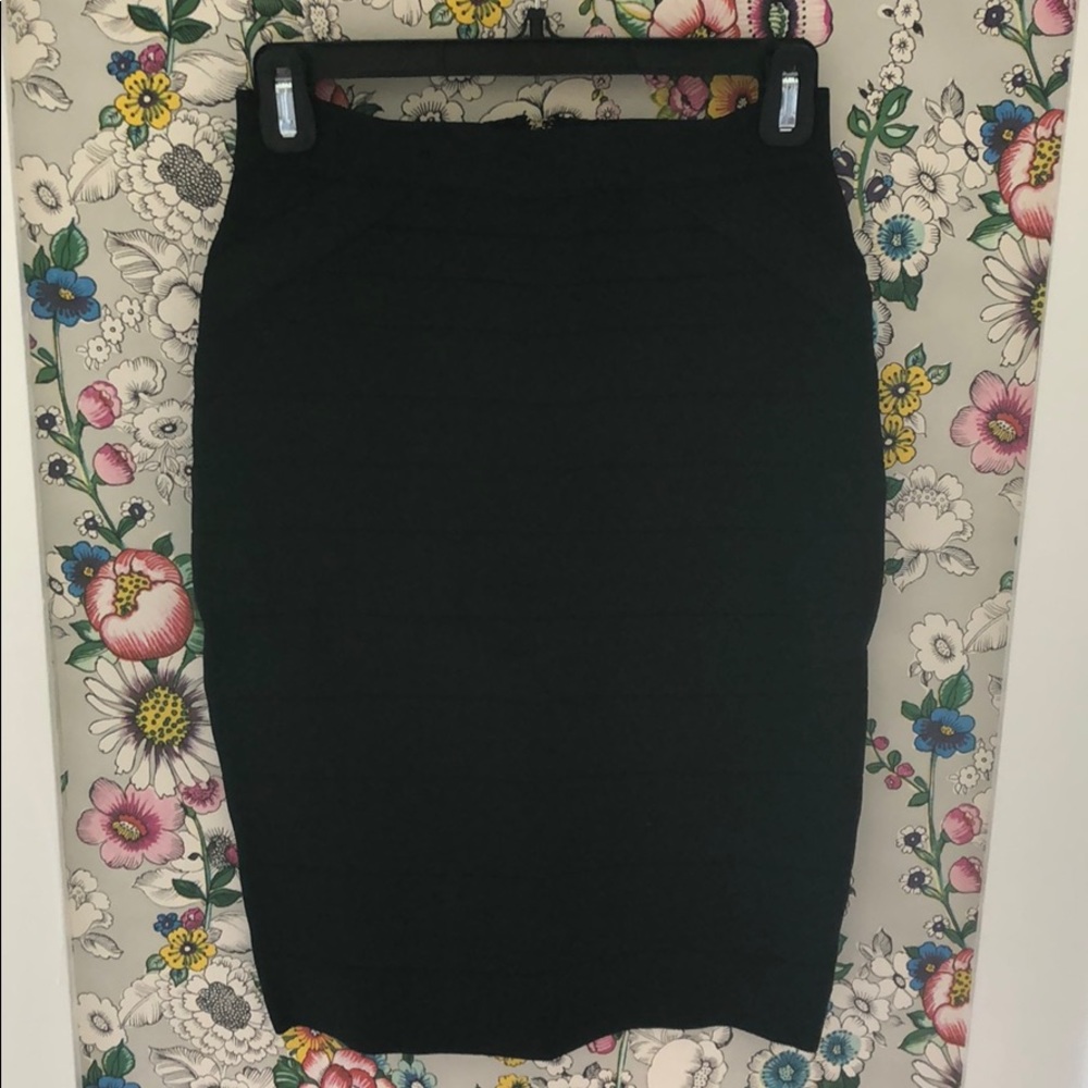 Black Tiffany Midi Bandage Skirt BEBE